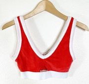 Zara Terry Cloth Red & White Bralette Crop Top Size Small