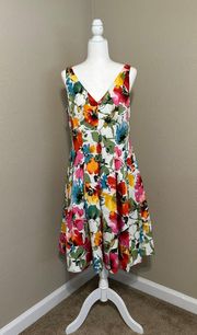 Lauren  Floral V-Neck Sleeveless Dress Size: 12