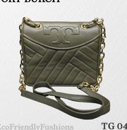 TORY BURCH Tory Burch Olive Green Leather Alexa Shoulder Bag