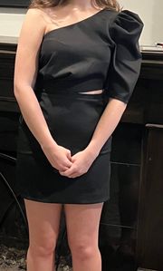 One Shoulder Black Cocktail Dress