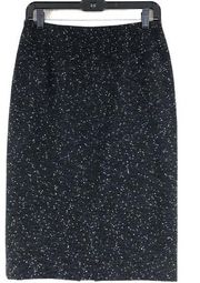 Lafayette 148 New York Womens Size 4 Pencil Skirt Black Space Dye Speckled Slit
