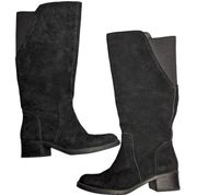 Lucky Brand  Hanover Black Suede Knee High Round Toe Block Heel Riding Boots 7.5