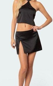 Edikted black satin micro skirt