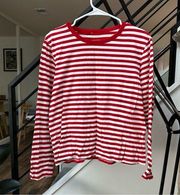 Monki long sleeve stripe t-shirt in red Size S