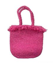 NWT Melrose and Market Palmer Straw Tote Handbag Pink Shock ~