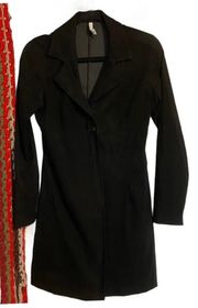 black double breasted maxi formal thin coat,