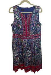 TALBOTS PAISLEY FIT & FLARE DRESS