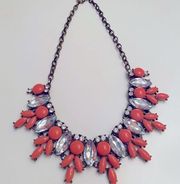 Coral and rhinestone statement necklace