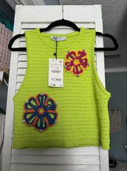 Knit Green Crop Top NWT