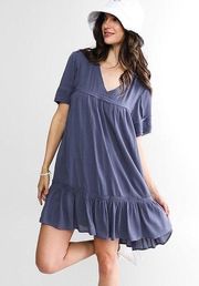 Daytrip Blue Woven Flowy Mini Dress | Large