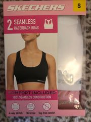 NWT  2 Seamless Racerback Bras White & Pink Small