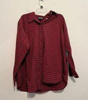 Lands end red plaid, tartan, button-down shirt, size 20 W ￼