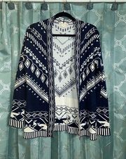 Pink Rose Cardigan L. EUC.  Blue And White Bohemian.