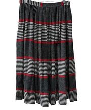 Evan Picone women 8 Skirt Midi Vintage plaid wool pleats holiday black white red