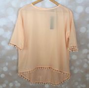 Peach Pom Pom Blouse