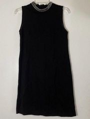 Adrienne Vittadini black sleeveless jeweled collar cocktail mini dress size US 2