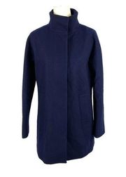 J. Crew Navy Blue City Coat Wool Blend Long Jacket Full Zip Size 6 B2506