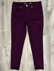 Seven7 Jeans Women’s High Rise Skinny Booty Shaper Ankle Pants Burgundy Size 12