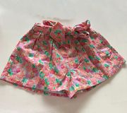 NEW Something Navy Cotton Linen Floral Flower Print Tie Waist Mini Shorts Small