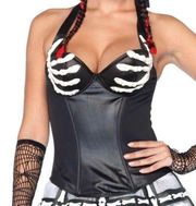 Leg Avenue Womens Bony Skeleton Hands Bustier Underwire Corset Costumer Large