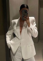 blazer white waisted tailored tuxado suit jacket