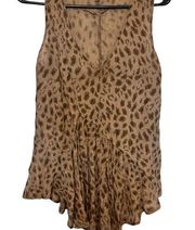 Cecico beige and brown animal print flowy sleeveless blouse size medium