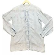 CP Shades Striped Button-Front Long Sleeve Linen Tunic