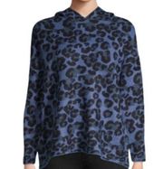 Workshop Republic Clothing Hooded Leopard Print Sweater Blue XS