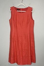 Lafayette 148 Women’s Coral 100% Linen Career Business Casual Dress Size 10