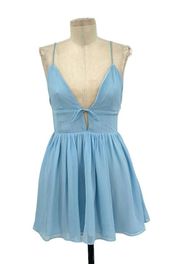 Superdown Ruth Tie Mini Dress in Light Blue Size Small