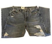 Womens Distressed Ripped Blue Jeans Large