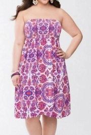 Lane Bryant Floral Strapless Smocked Top Tulip Hem Dress NEW 14/16