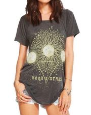 Chaser New Moon & Stars Grey Celestial T Shirt Size S