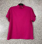 Joanna Plus Womens Vintage Pink Ribbed Short Sleeve Turtleneck Sweater - Size 1X