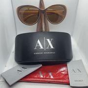 Armani Exchange Brown & Cream Sunglasses, Case, & Cleaning Cloth