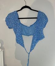 blue cropped tie top