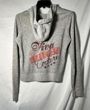Juicy Couture Y2K Gray Zip Up Hoodie Size L