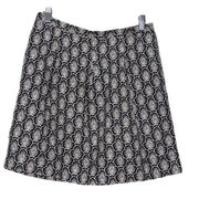 LOFT  Brocade Linen Skirt‎ Womens Size 8 Pleated Print Mini Black