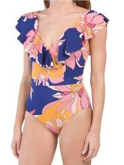 NWT TRINA TURK Breeze Ruffle One-Piece Swimsuit size 12