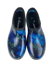 Sloggers Womens Rubber Clog Slip On Waterproof Garden Shoes Size 8 Blue Floral