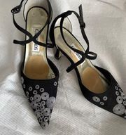 Beautiful black and silver high heeled dress shoes