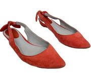 Johnston & Murphy coral leather slingback bow pointy toe ballet flat shoes