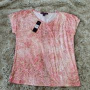 Gloria Vanderbilt Cap Sleeve Top Pink Paisley Size Medium