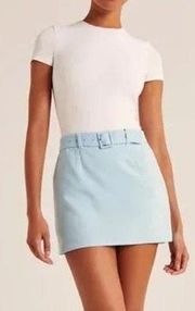 Abercrombie & Fitch Belted Menswear Mini Skort Skirt Baby Blue Pastel XL