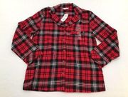 Charter Club Intimates Womens Size XS Red Plaid Flannel Sleep Shirt