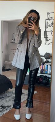 Black Leather Pants With A Checkered Suit Jacket (torn) Jacket Included 