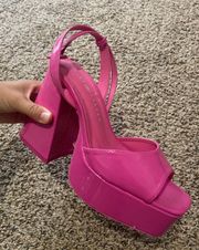 Bright Pink Chunky Heels 