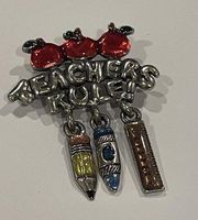 Signed AJMC Brooch Pin Teachers Rule Teacher