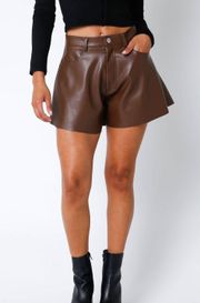 Vegan Leather Flare Shorts