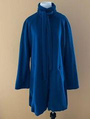 Nicole Miller collection Teal Tulip shaped wool cashmere 3/4 coat